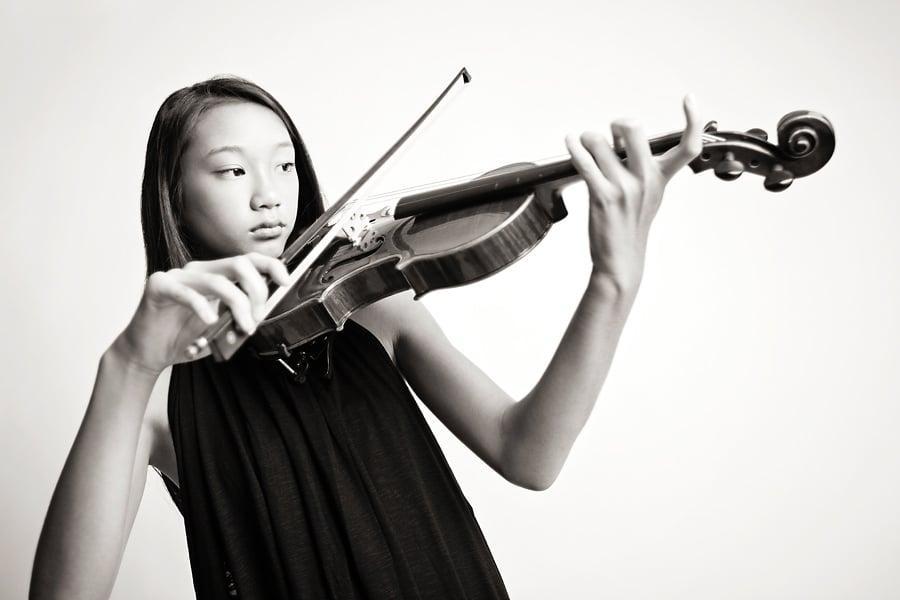 A Photo Session for a Young Violinist Virtuoso