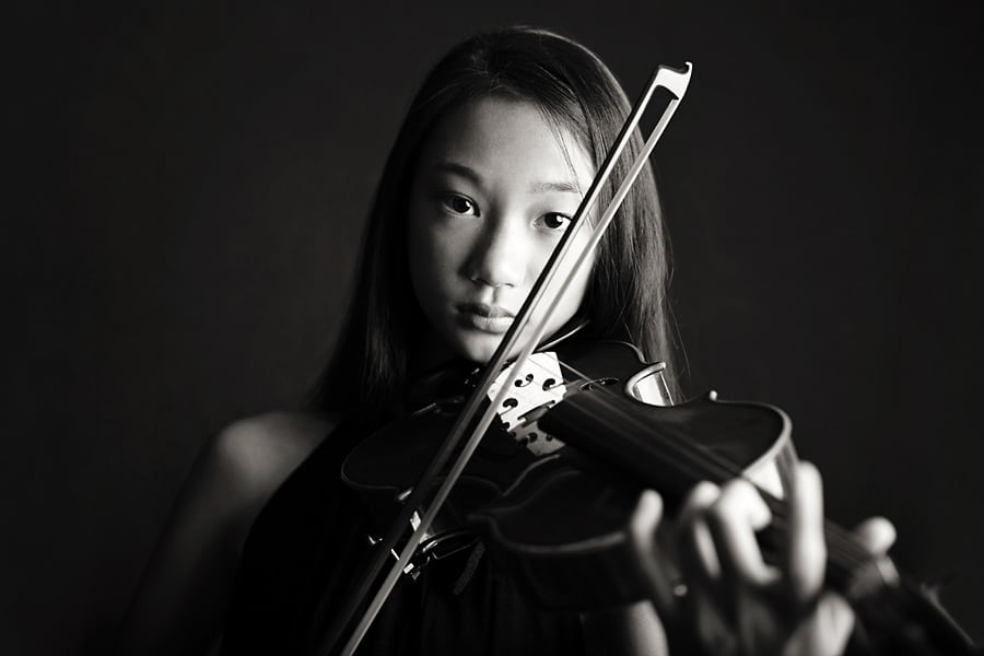 A Photo Session for a Young Violinist Virtuoso