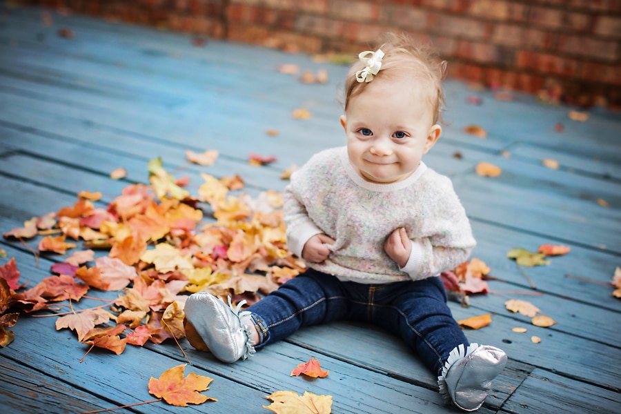 Cute Fall Baby in the Leaves