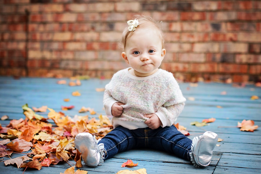Cute Fall Baby in the Leaves