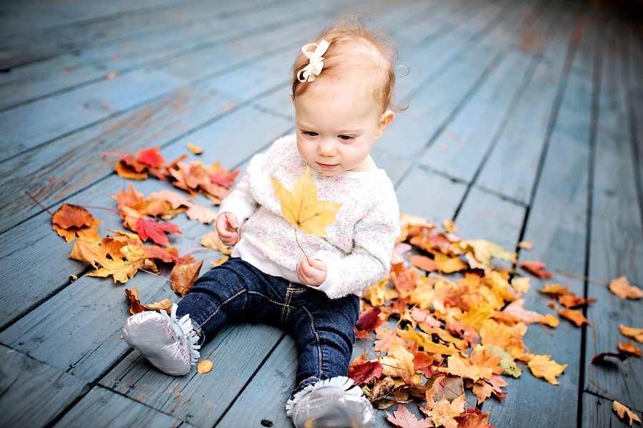 Cute Fall Baby in the Leaves