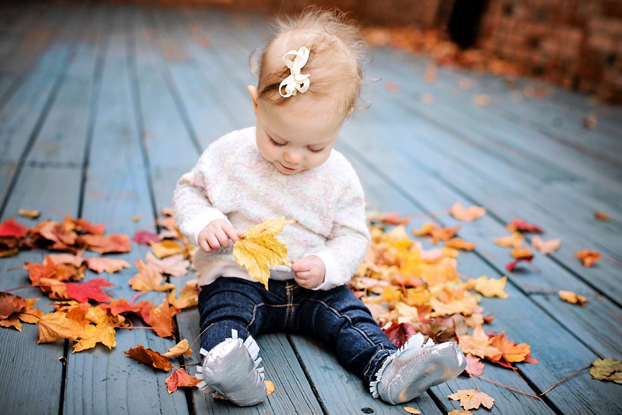 Cute Fall Baby in the Leaves