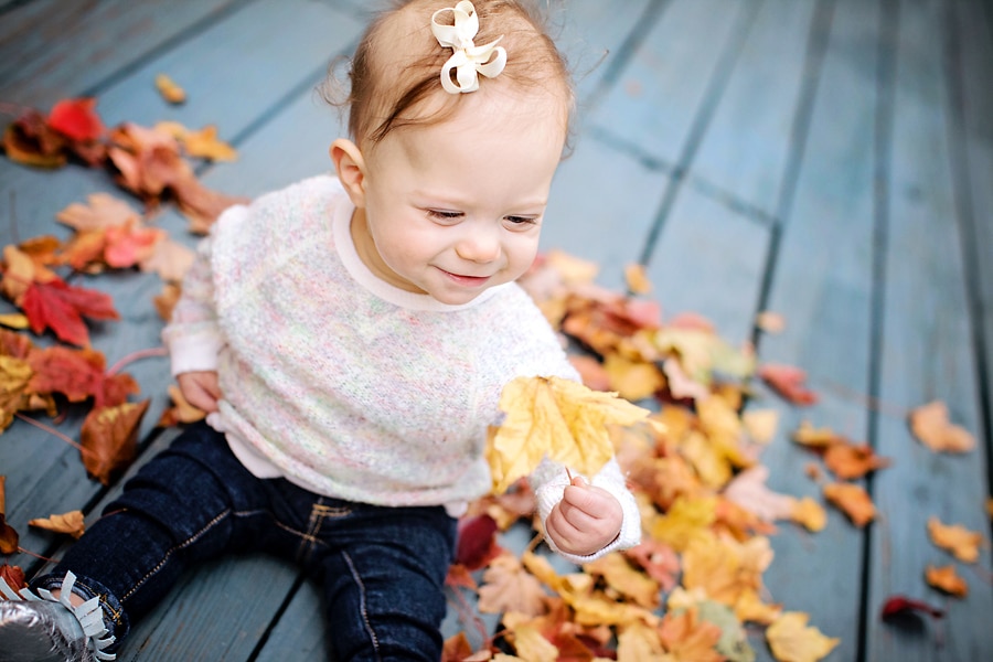 Cute Fall Baby in the Leaves