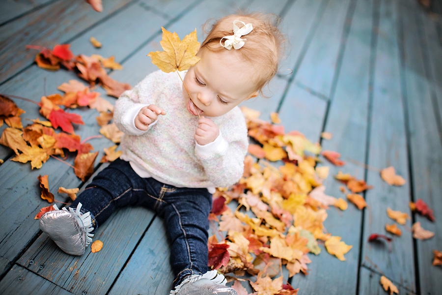 Cute Fall Baby in the Leaves