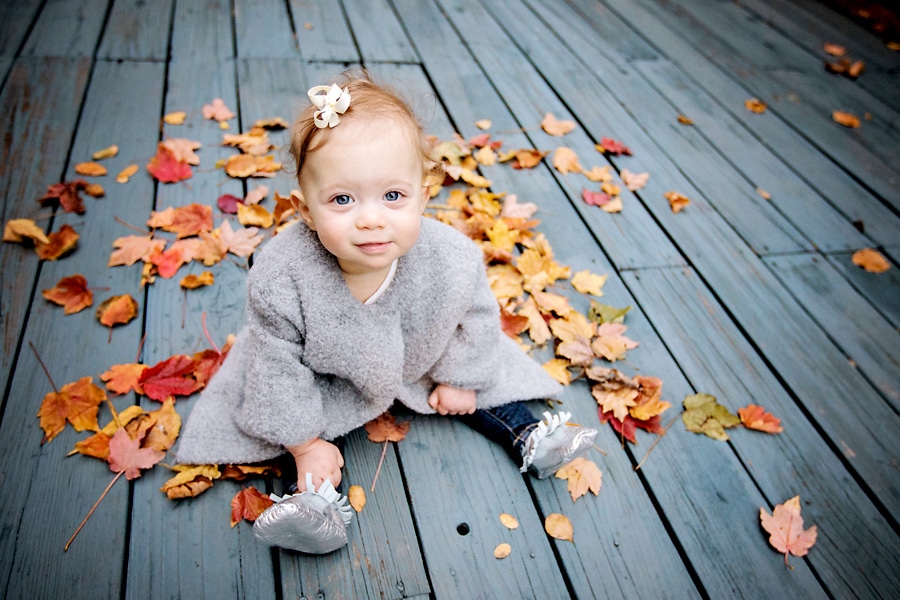 Cute Fall Baby in the Leaves
