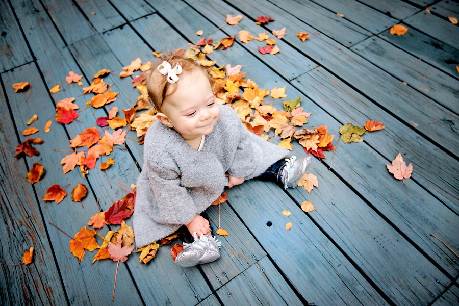 Cute Fall Baby in the Leaves