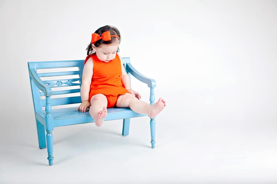 beautiful 1 year old girl in private studio