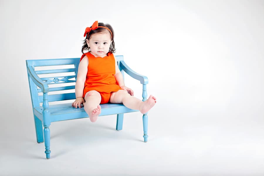 beautiful 1 year old girl in private studio
