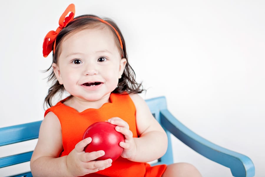 beautiful 1 year old girl in private studio