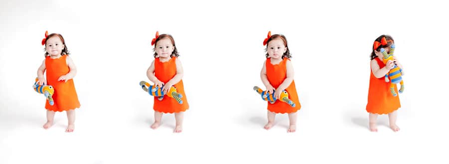 beautiful 1 year old girl in private studio