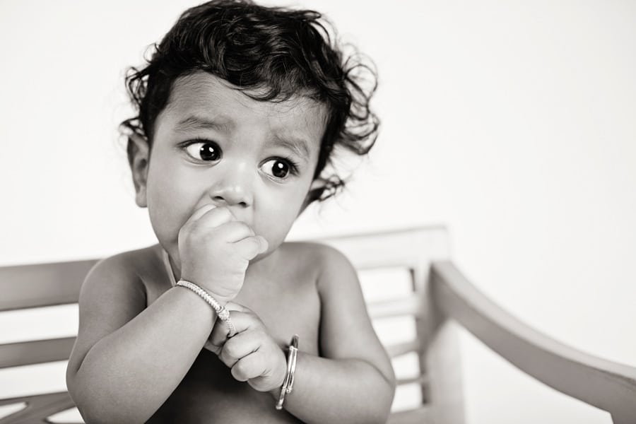 gorgeous 6 month old baby wasn't so thrilled to be in the studio