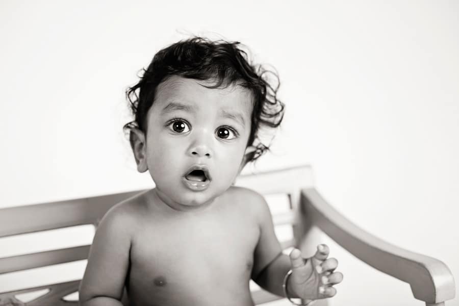 gorgeous 6 month old baby wasn't so thrilled to be in the studio
