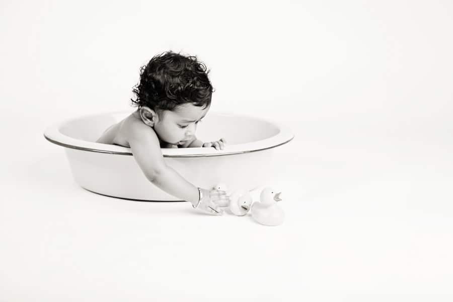 gorgeous 6 month old baby wasn't so thrilled to be in the studio