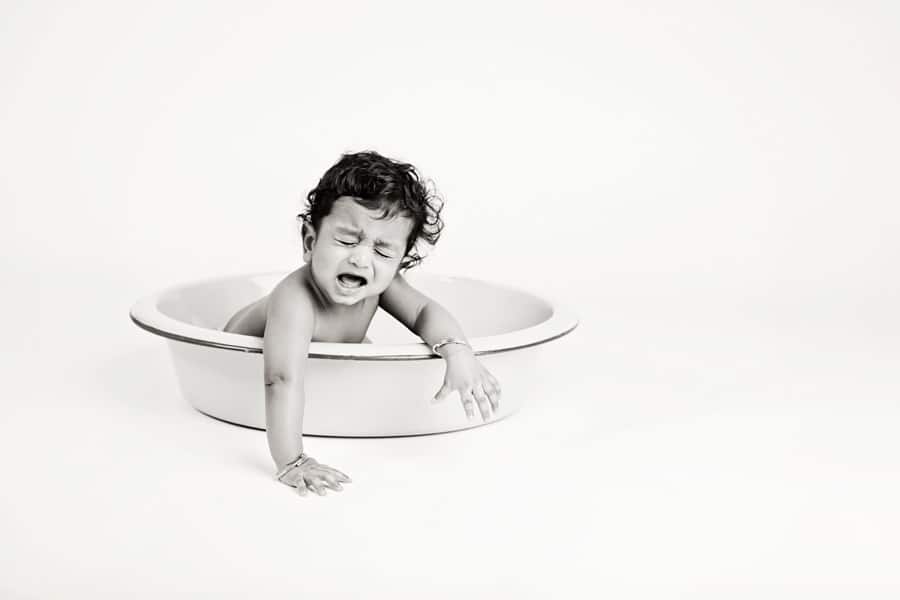 gorgeous 6 month old baby wasn't so thrilled to be in the studio