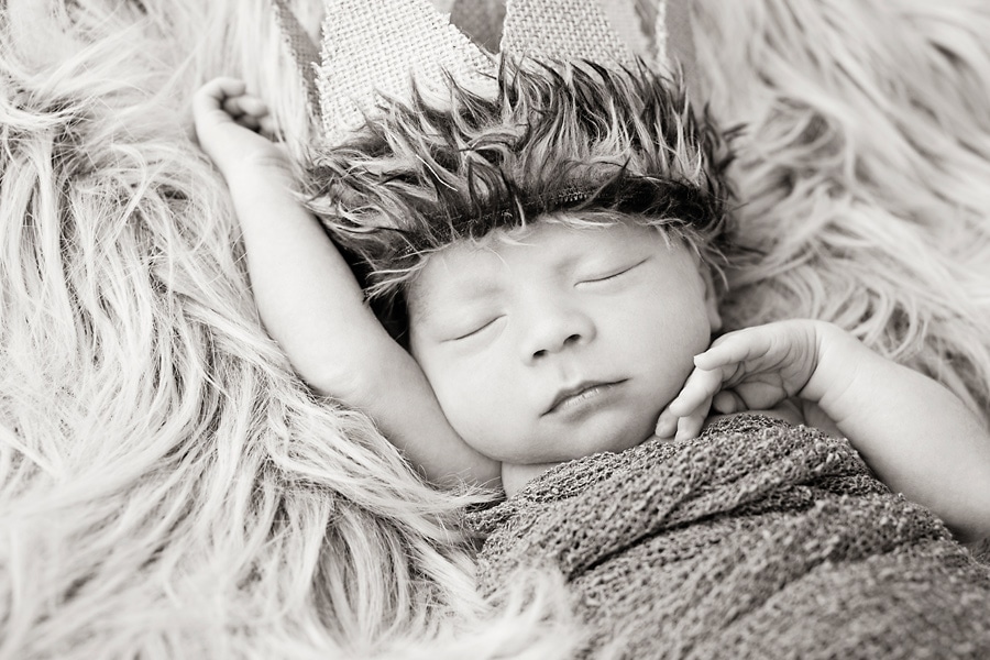 beautiful newborn baby boy snuggled up for photoshoot in private Dallas Studio session