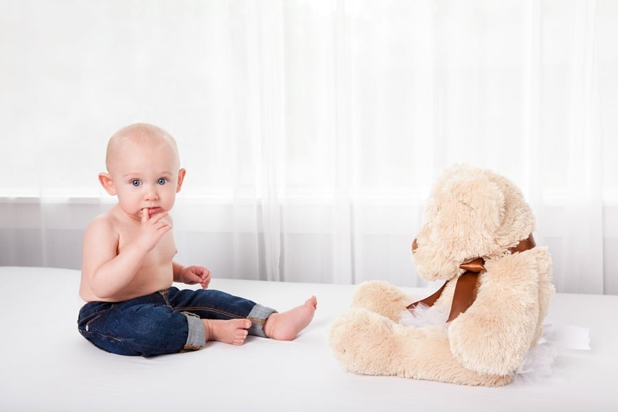six-month baby photos in luxury private Dallas Studio