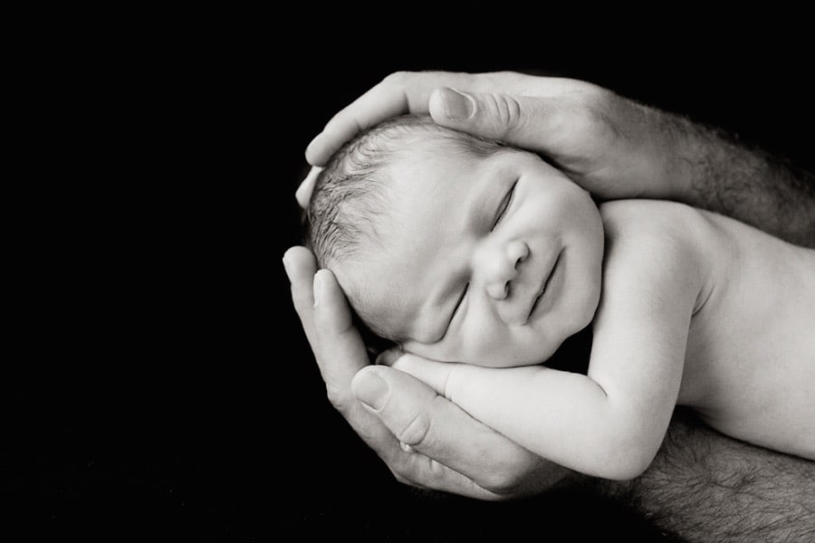 Black and white newborn photography
