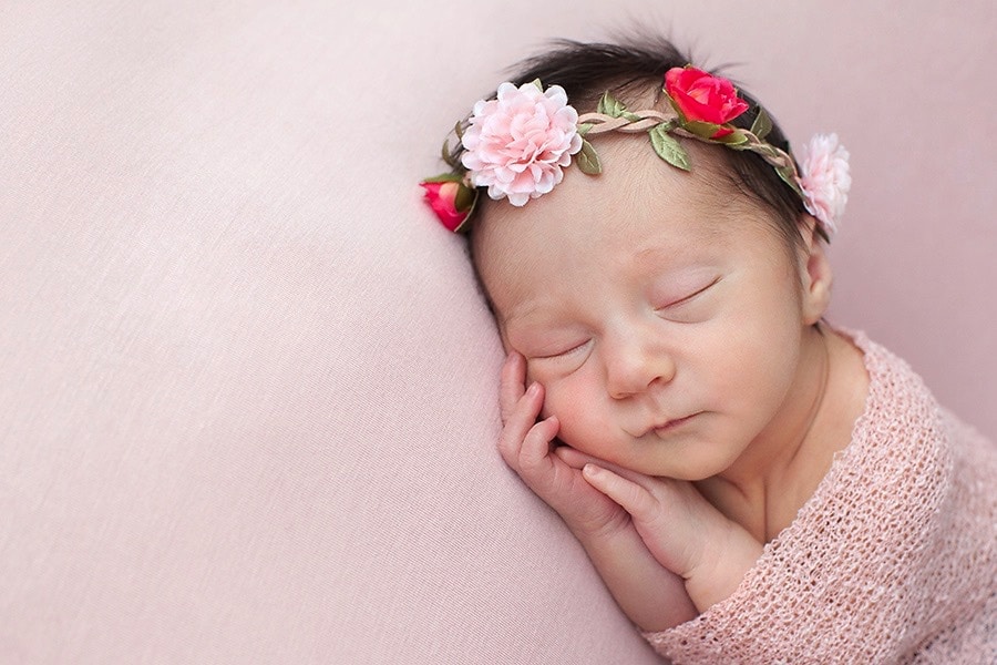 the cutest baby girl snoozing in private Dallas Studio