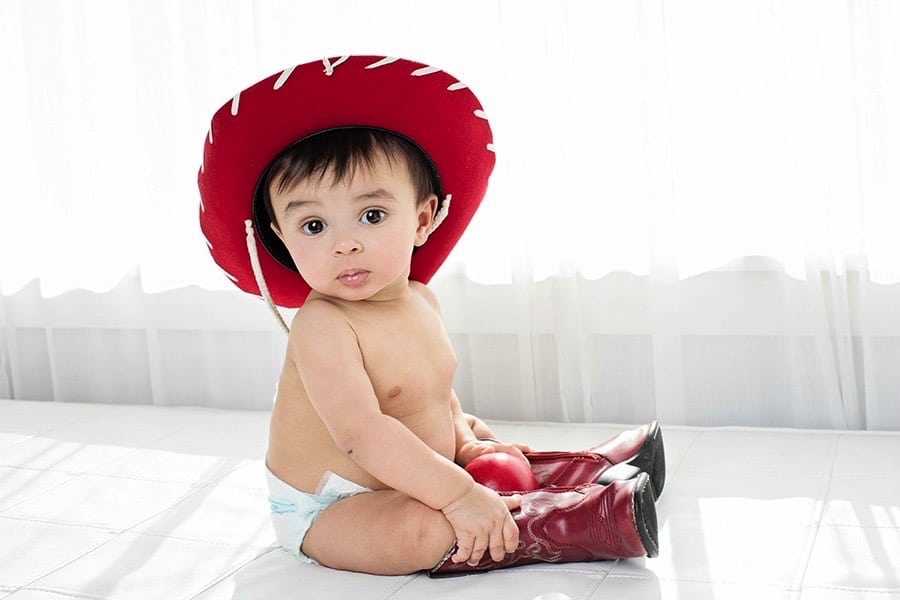 cutest six-month session in private Dallas Studio