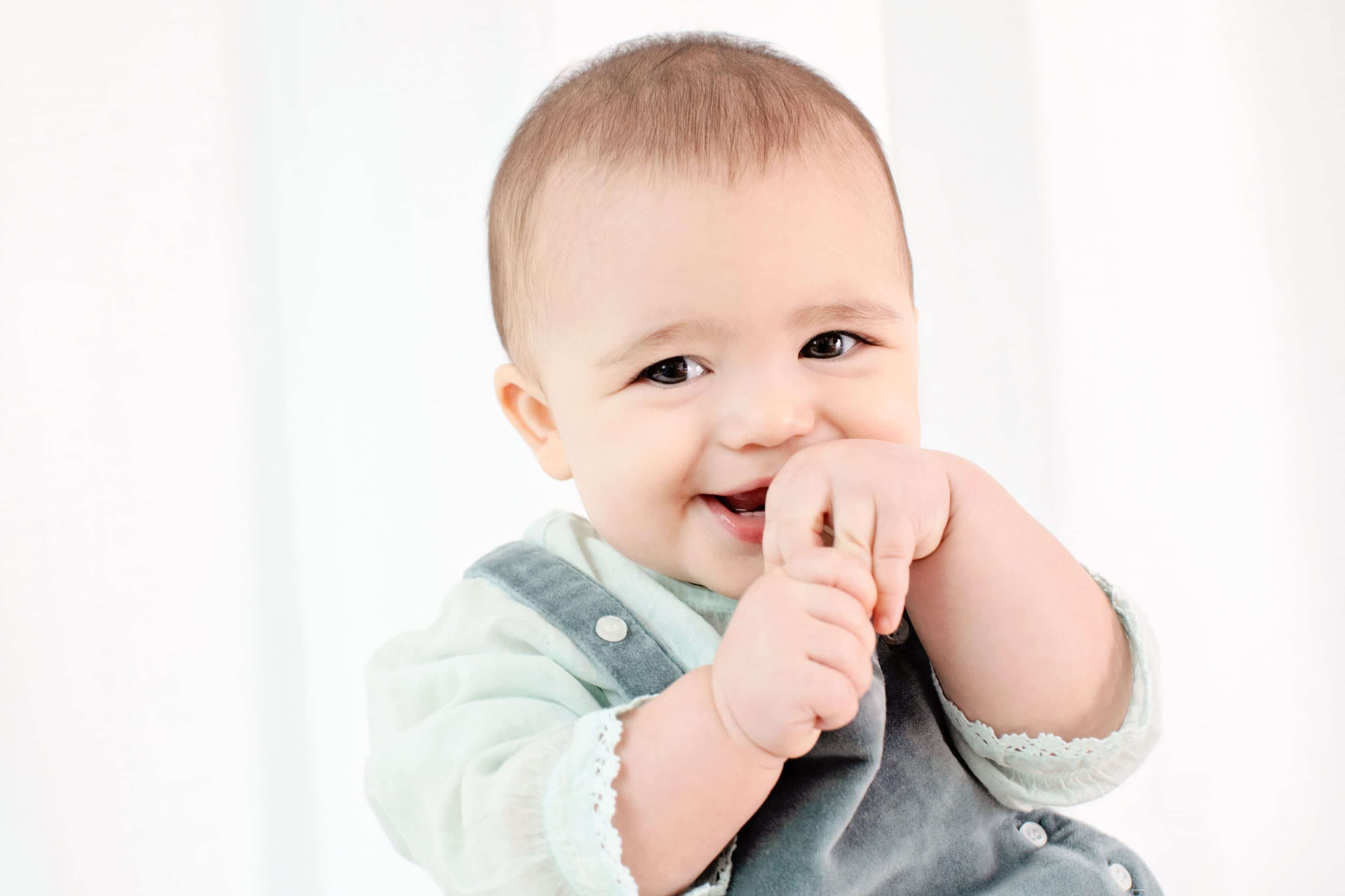 the cutest six month baby running around private studio