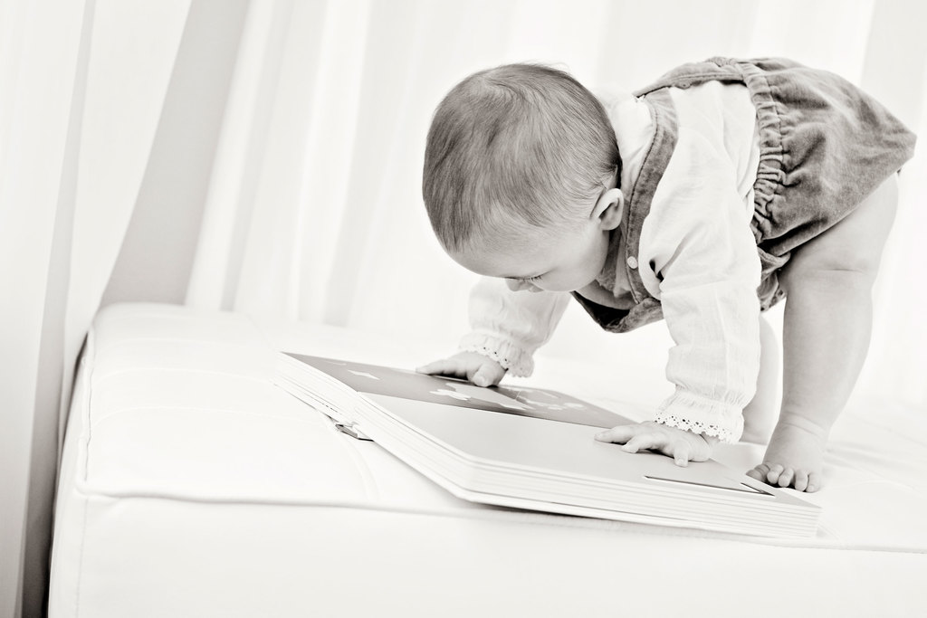 the cutest six month baby running around private studio
