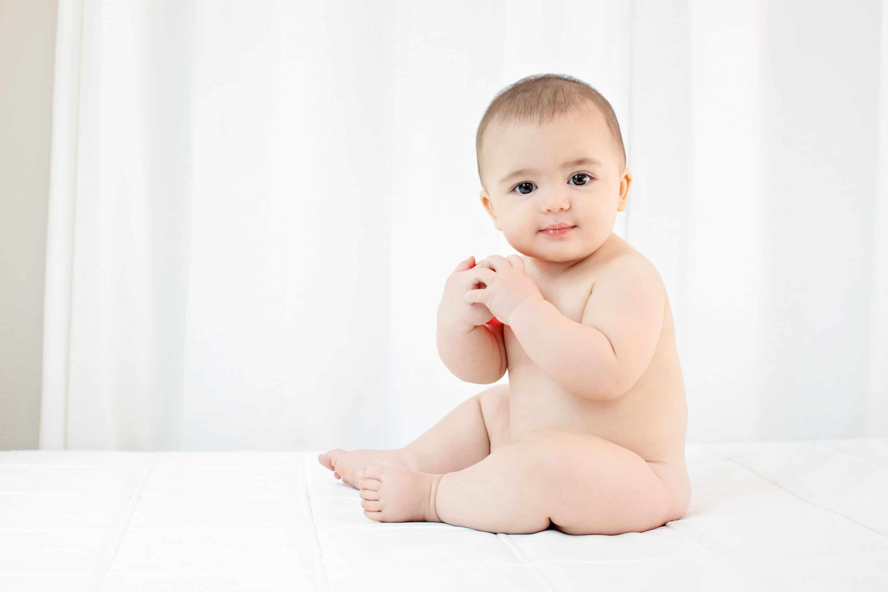 the cutest six month baby running around private studio