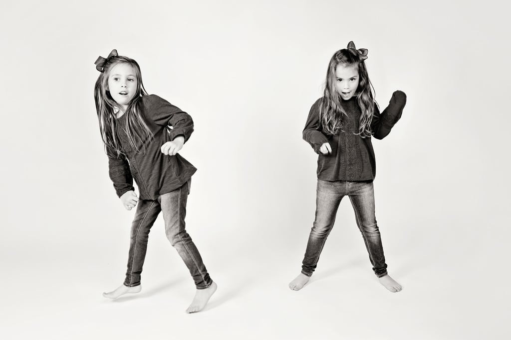 adorable sister posing in private Dallas Studio