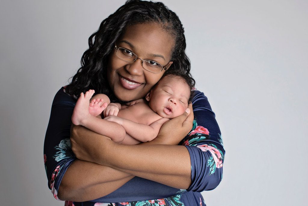 Mom and baby in studio session in private Dallas Studio