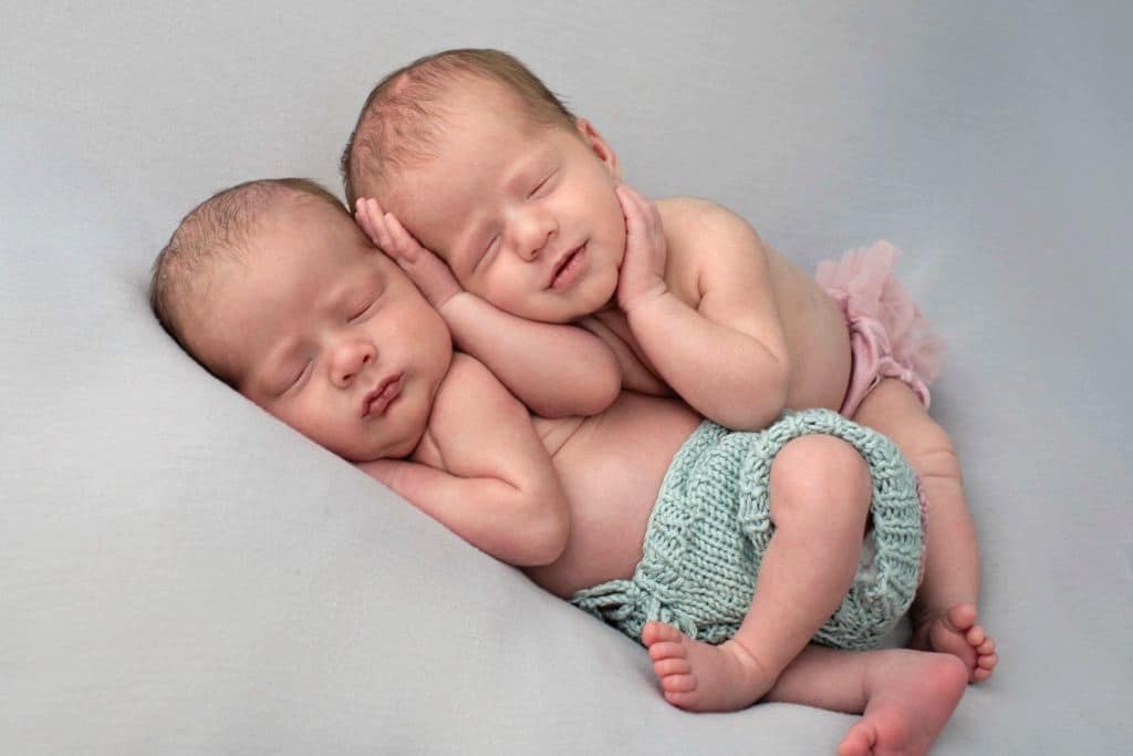 fraternal newborn twins In private dallas studio