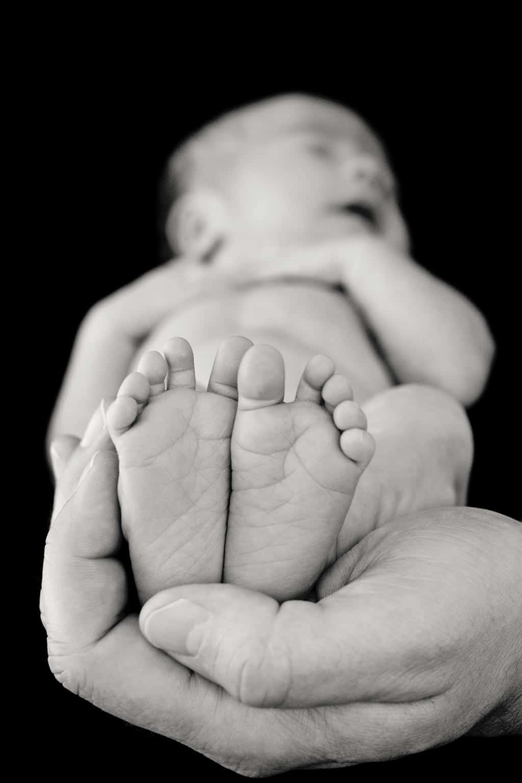 gorgeous black and white newborn toes