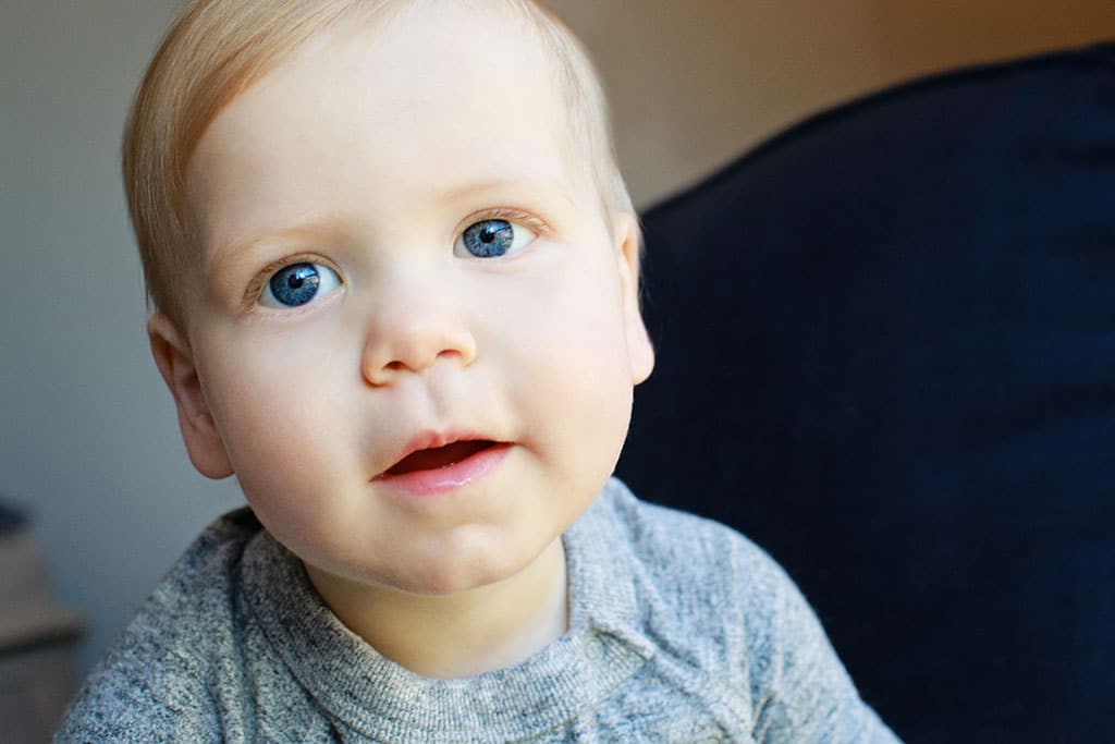 gorgeous one year old boy celebrating his first birthday in a beautiful at-home session