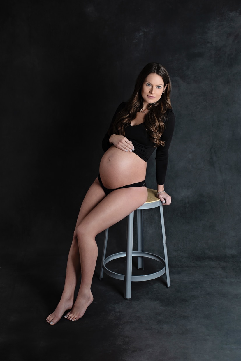 stunning expecting mama in private studio maternity boudoir session