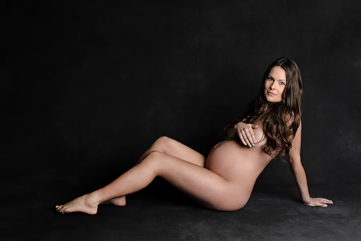 stunning expecting mama in private studio maternity boudoir session