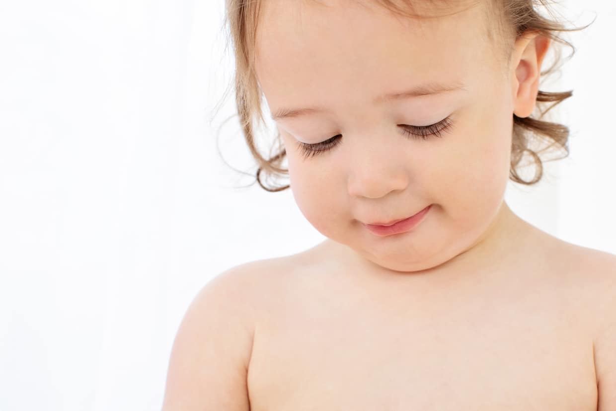 close up of baby boy in private studio