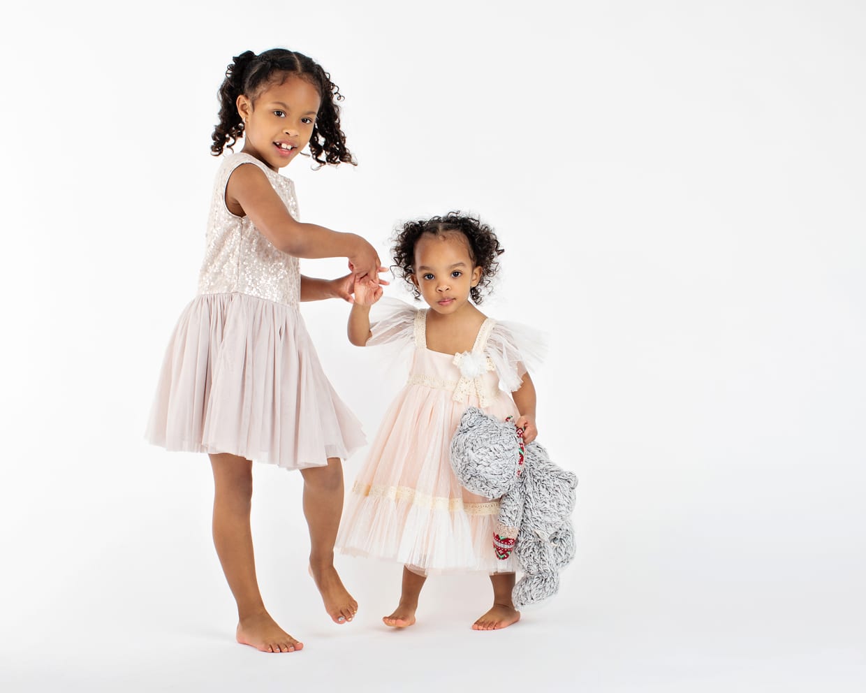 cute sisters in studio session