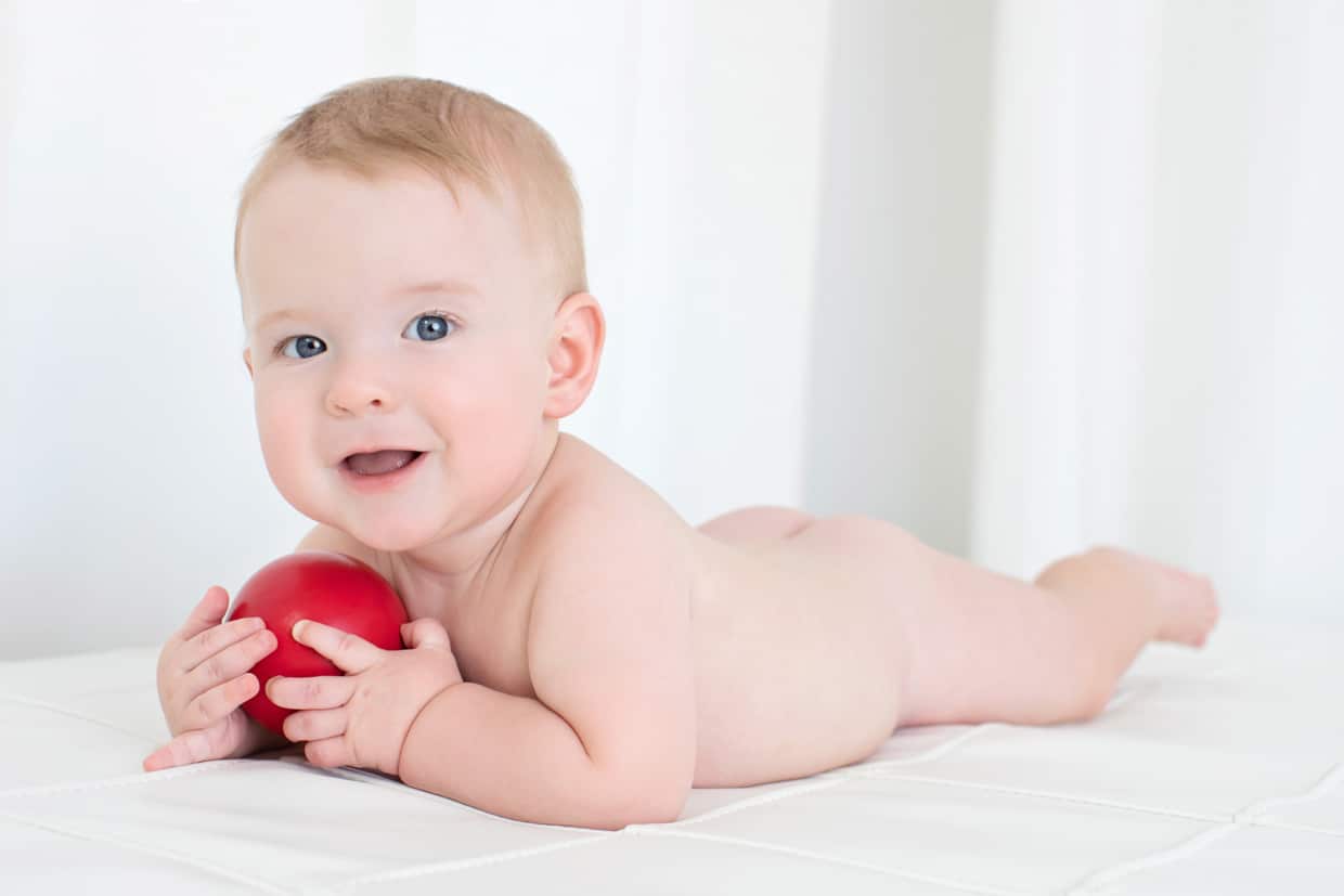 happy holiday baby in private studio session