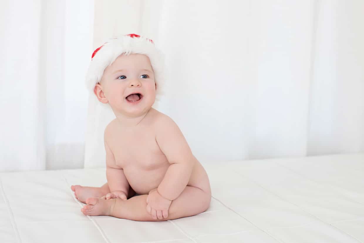 happy holiday baby in private studio session