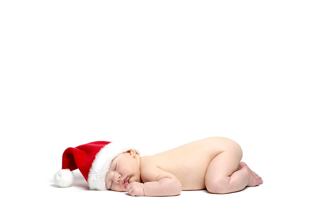 BABY IN SANTA HAT FOR CHRISTMAS PHOTO
