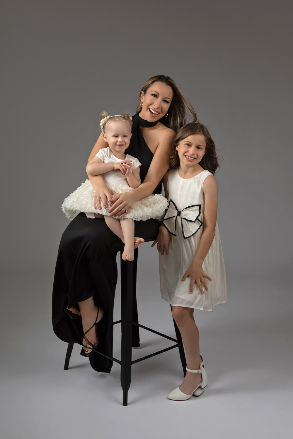 Mother daughter photos black and white dresses Dallas photographer