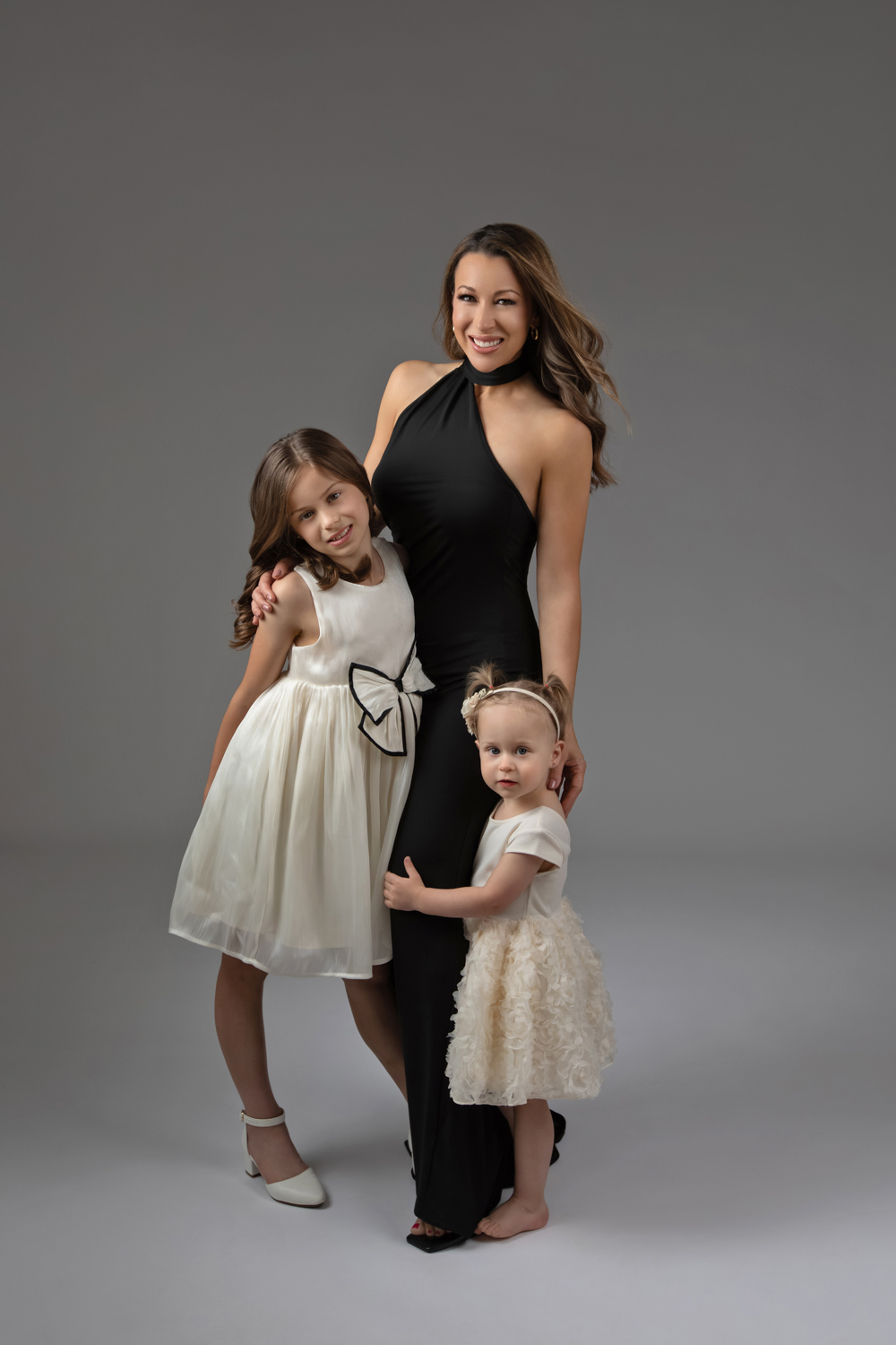 Mother daughter photos black and white dresses Dallas photographer